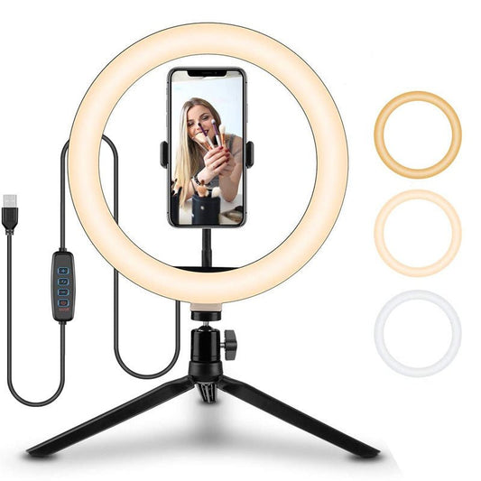 10-Inch Ring Light with Tripod Stand for Live Streaming and Selfies