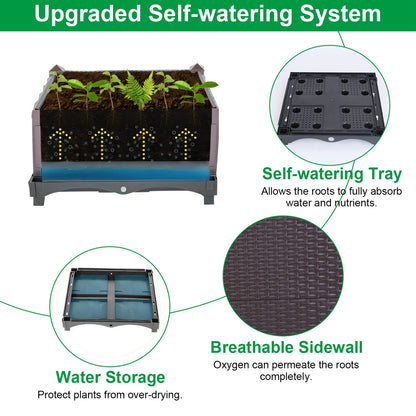 Raised Garden Bed with Self-Watering System – Elevated Planter Box for Flowers, Vegetables & Herbs, 1 Set