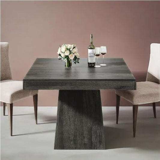 Modern Square Dining Table, Dark Wood Pedestal Base, for Kitchen & Dining