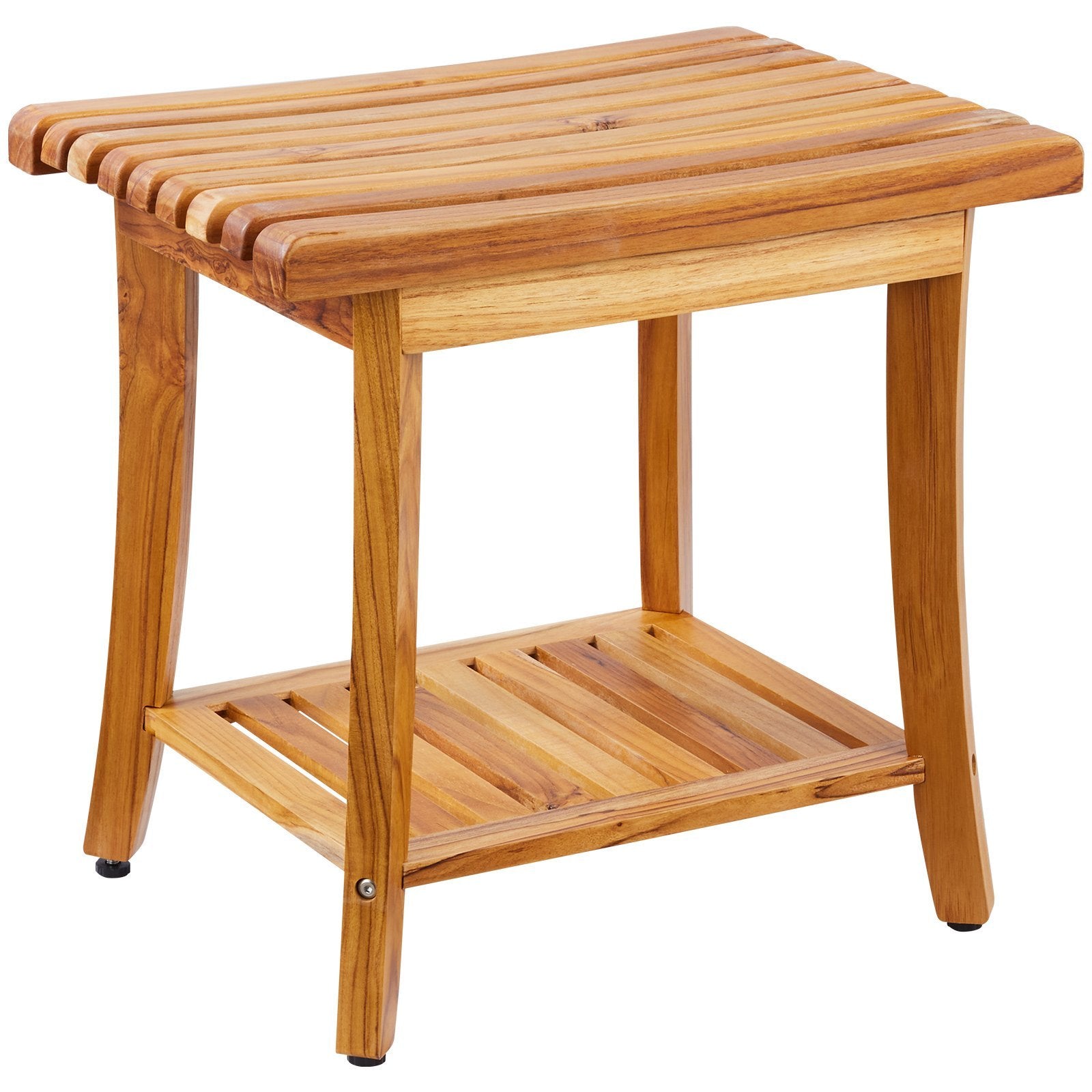 Teak Shower Bench 20 X 14.3 X 17.9 In Wood Shower Stool Chair For Bathroom - DonoHome