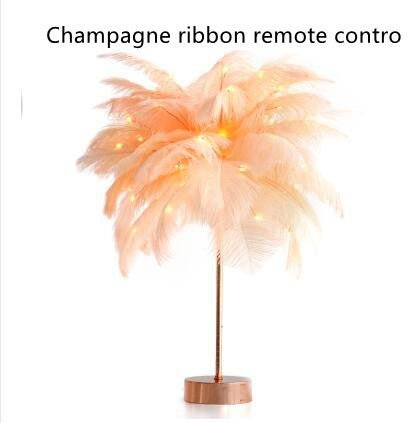 Decorative Feather Desk Lamp with Remote Control, USB & Battery Powered for Bedroom