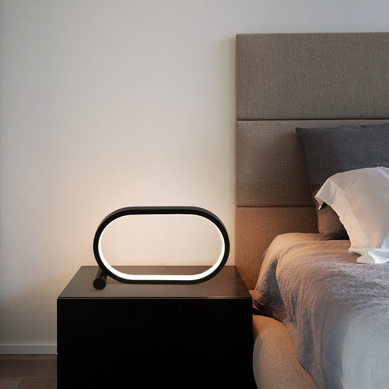 Modern Oval LED Desk Lamp, USB-Powered with Touch Control and Dimmable Light