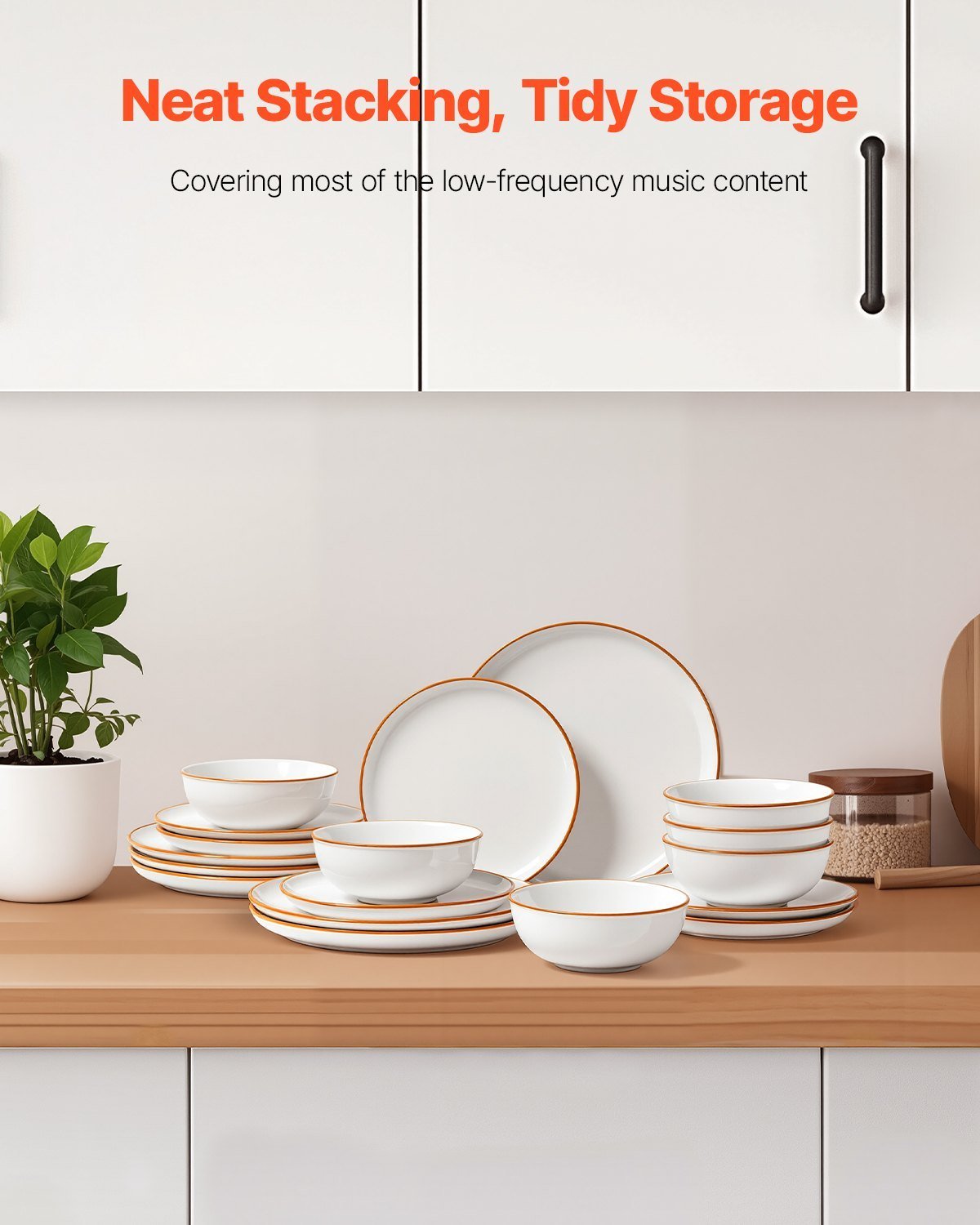 18-Piece Ceramic Dinnerware Set – Plates & Bowls Service for 6, White - DonoHome