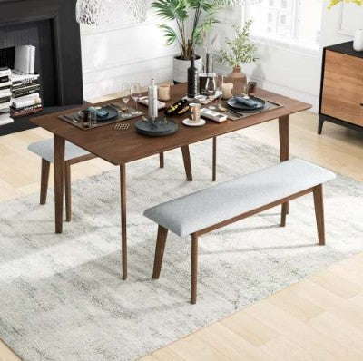 Carlos Solid Wood Dining Table (59.1″ × 35.5″, Mid-Century, Seats 4–6)