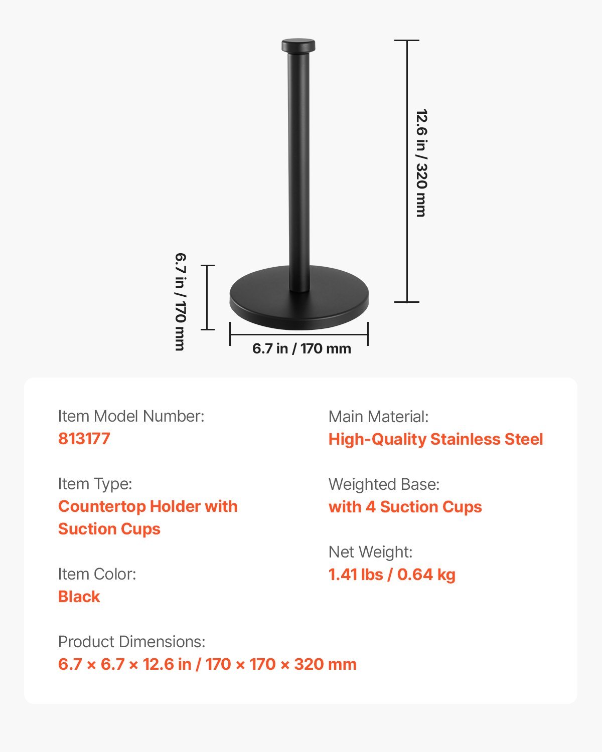 Stainless Steel Paper Towel Holder – Countertop Stand for Kitchen Organization