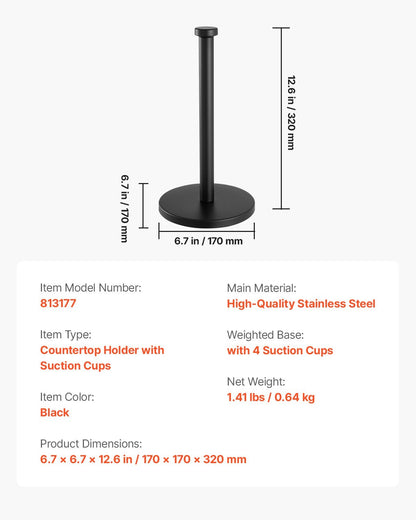 Stainless Steel Paper Towel Holder – Countertop Stand for Kitchen Organization