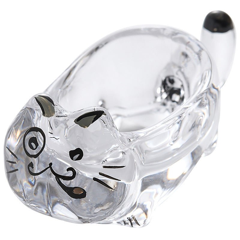 Cute Cat Crystal Glass Soy Sauce Dish for Sushi and Condiments