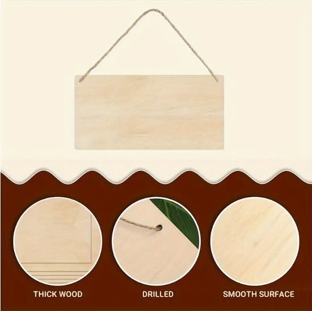 20Pcs DIY Wood Hanging Signs w/ Rope for Craft & Decor, Unfinished Poplar Plaques - DonoHome