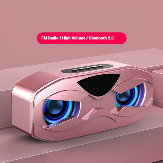Portable Bluetooth 5.0 Speaker with FM Radio, Colorful LED Lights, Subwoofer