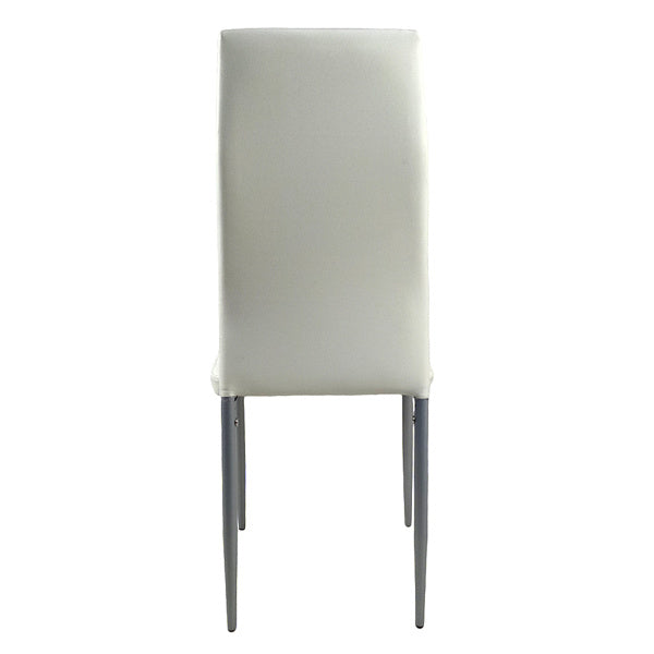 Set of 4 PU Leather Dining Chairs – Modern High-Back, Metal Legs (White)