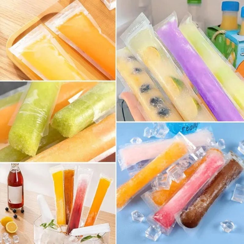 320 Pcs Ice Popsicle Mold Bags with Orange Funnels - BPA Free Freezer Tubes for Parties - DonoHome