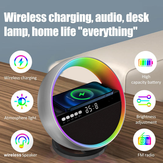 Multifunction RGB LED Lamp, Wireless Charger & Bluetooth Speaker