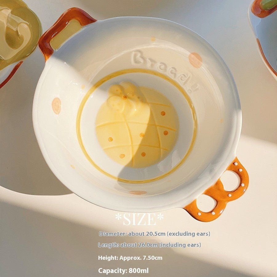 Cute Bread Ceramic Tableware Dish – Individual Bowl or Plate for Snacks & Desserts