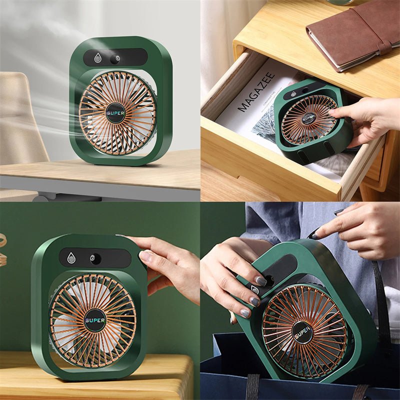 2-in-1 Misting Air Cooler Fan, USB Rechargeable with Humidifier