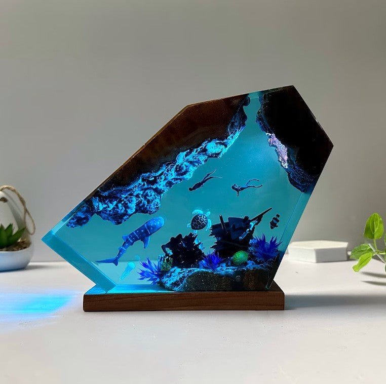 Submarine Resin Diving Decorative Creative Medium Night Lamp with Ocean Theme Design