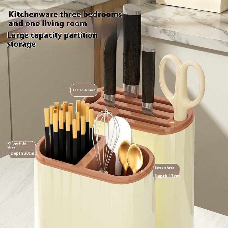 Multi-Functional U-Shaped Kitchen Storage Box – Knife Rest & Chopsticks Organizer with Cutting Board Holder
