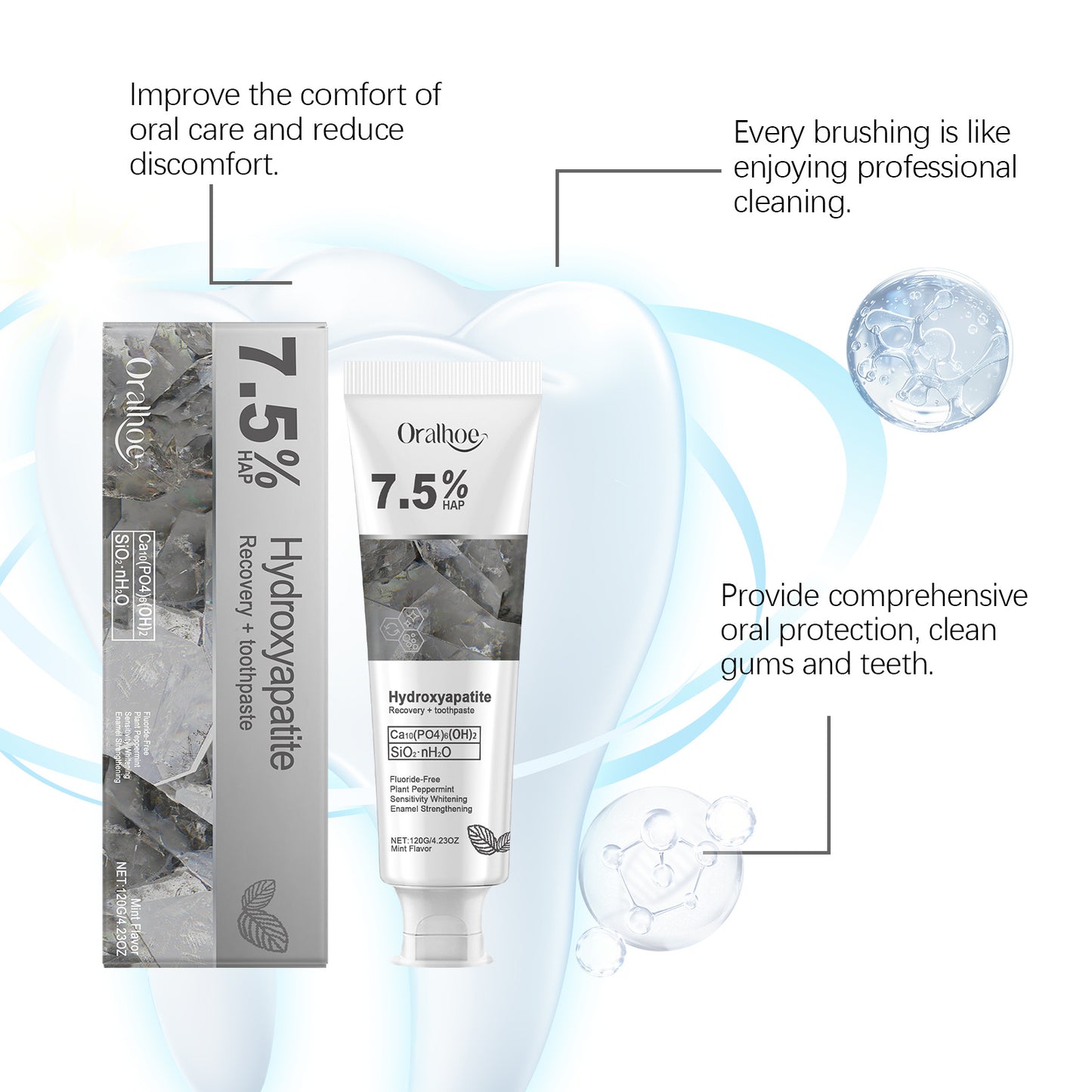 Hydroxyapatite Brightening Toothpaste - Stain Removal & Enamel Strengthening - DonoHome