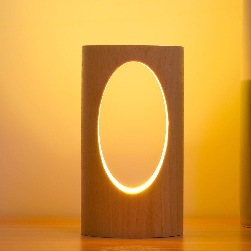Solid Wood LED Reading Lamp, Natural and Modern Bedside Table Light