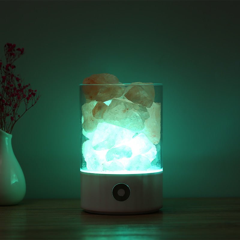 USB Crystal Himalayan Salt Lamp: 5 Color Changing Mood Light