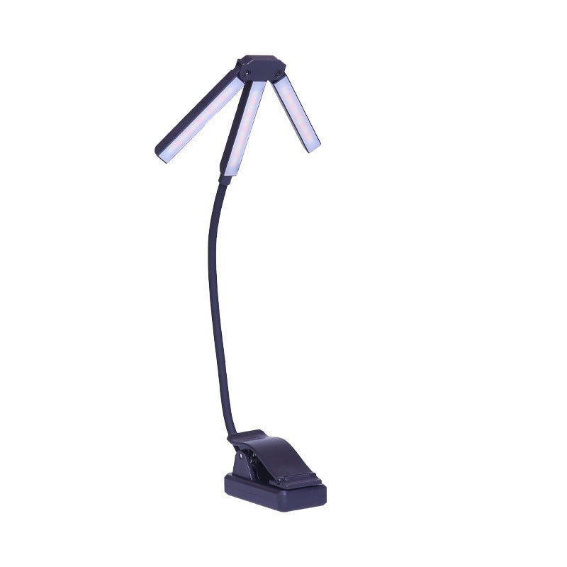 Portable Double-Headed Clip-On Reading Light, Foldable LED Lamp for Book & Bedside Use