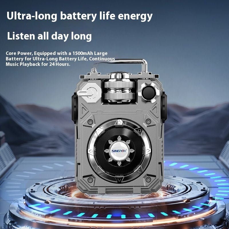 Portable Bluetooth Speaker with Futuristic Mechanical Design, USB Charging