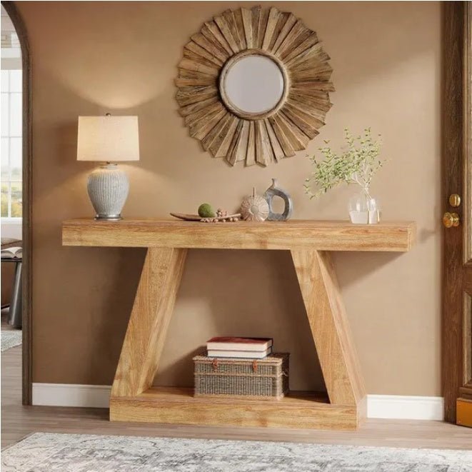 Rustic 55" Console Table: Industrial Wooden Sofa Table with Storage - Entryway, Hallway, Living Room - DonoHome