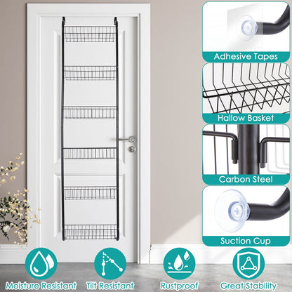 Over-the-Door Pantry Organizer, 6-Tier Hanging Basket Rack (63″, Carbon Steel) – Black/White