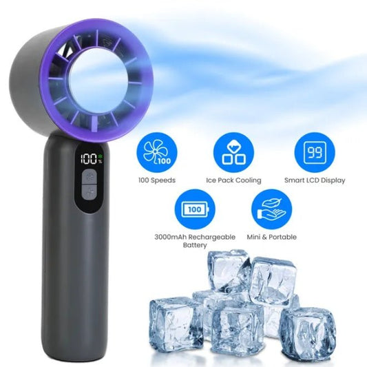 Portable Handheld High Speed Turbo Fan with Ice Cooler & LED Display