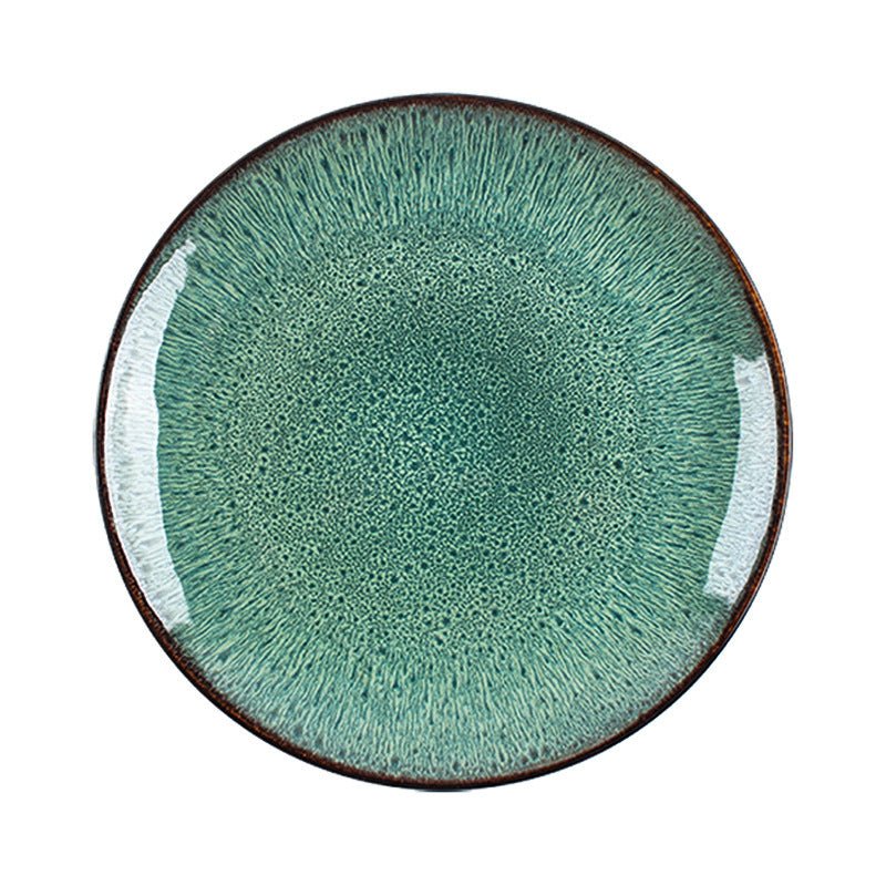 Minimalist Green Glaze Ceramic Tableware Set with Plates, Bowls & Mug for Home Dining