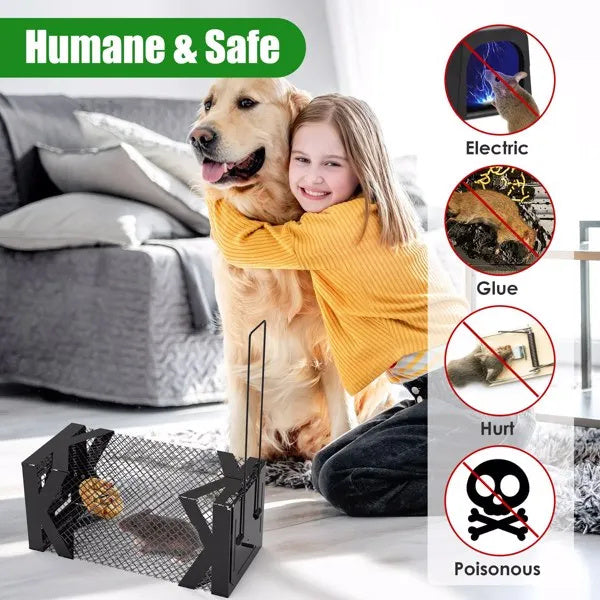 Humane Metal Mouse Trap Cage – Reusable No-Kill Rodent Catch & Release for Indoor & Outdoor Use
