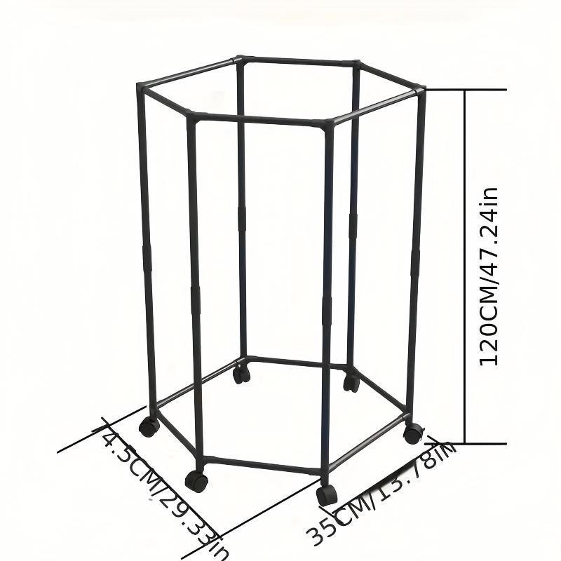 Hexagonal Rotating Clothes Hanger – Freestanding Metal Garment Rack with Wheels