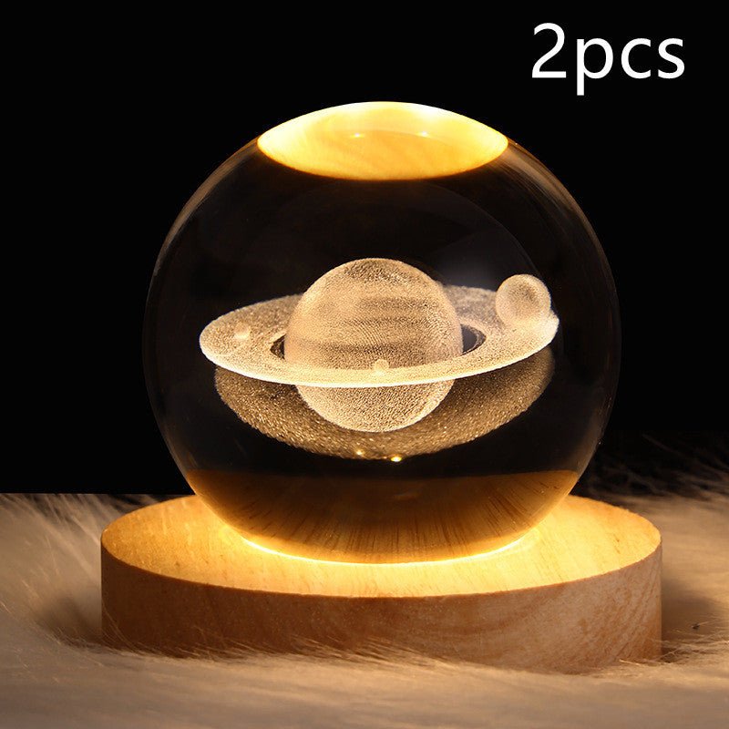 3D Galaxy Crystal Ball LED Night Light, Dimmable Table Lamp