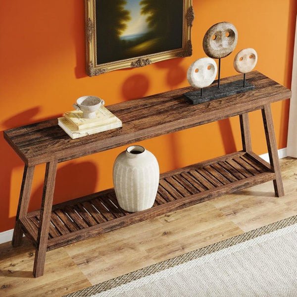 Rustic 70" Console Table with Storage, Entryway/Sofa Table for Living Room/Hallway/Couch - DonoHome