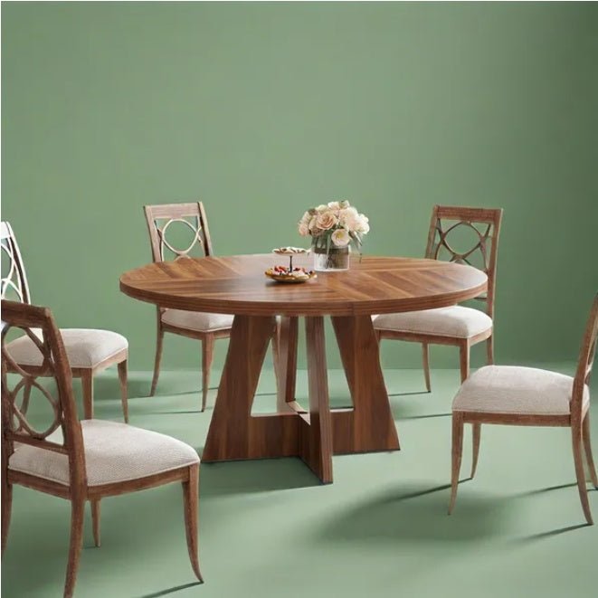 Modern Round Wood Dining Table with Cross Base, Kitchen Furniture