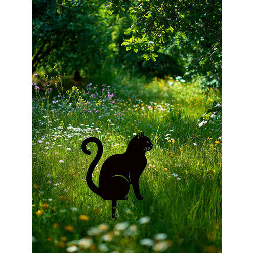 Rustic Metal Cat Garden Stake – Cute Outdoor Yard Decoration