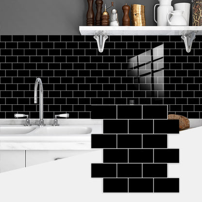 Black Glossy Peel & Stick Wall Tiles – Self-Adhesive Waterproof Backsplash for Kitchen & Bathroom