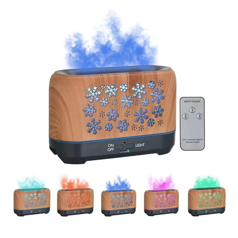 Christmas Snowflake 7-Color Flame Effect Humidifier & Aroma Diffuser
