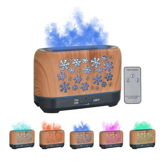 Christmas Snowflake 7-Color Flame Effect Humidifier & Aroma Diffuser