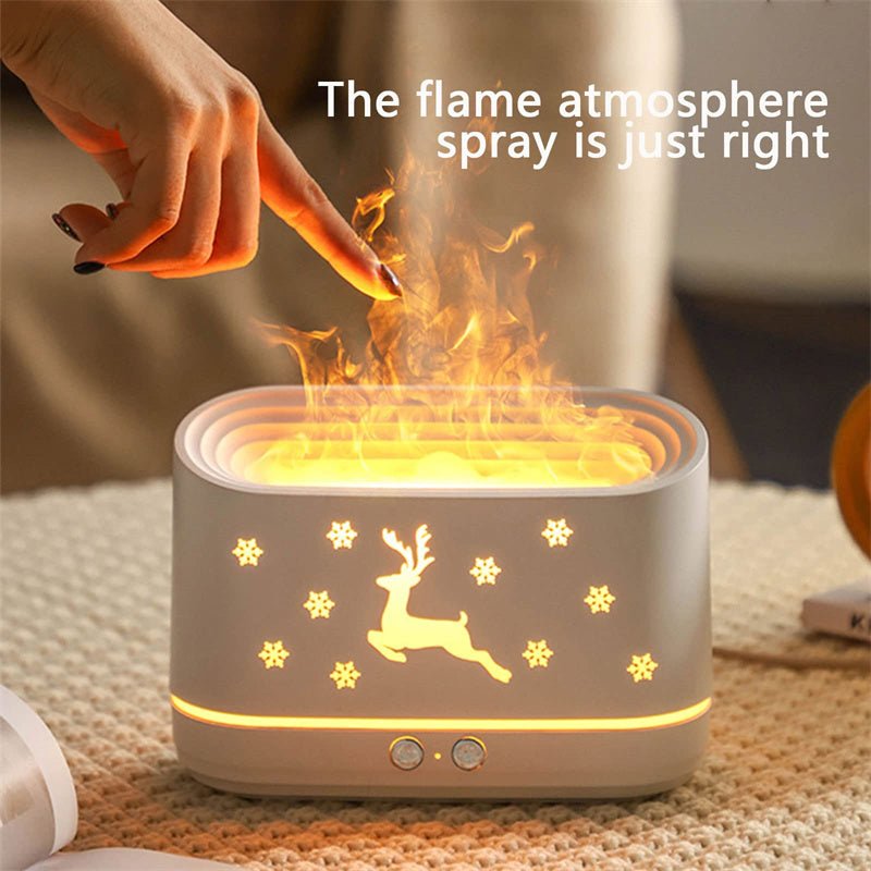 Christmas Flame Humidifier, Mute Essential Oil Diffuser with Elk Pattern
