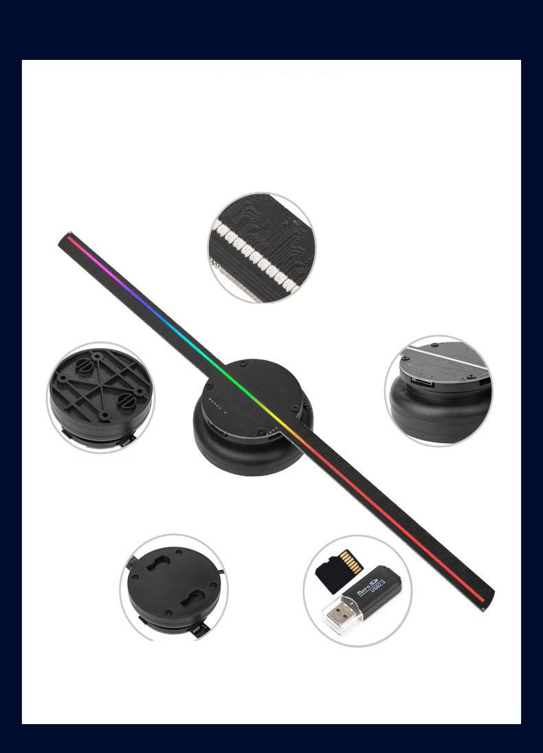 3D Holographic LED Projector Fan, Luminous Sign Light for Shops & Decor