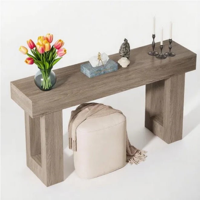 Contemporary 63" Wooden Sofa Table - Modern Long Console for Living Room & Entryway - DonoHome