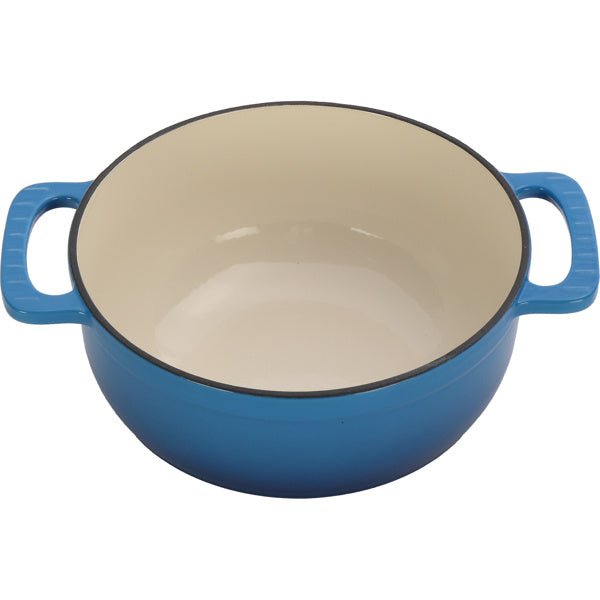 6QT Enamel Cast Iron Dutch Oven, Gradient Blue, with Silicone Handles