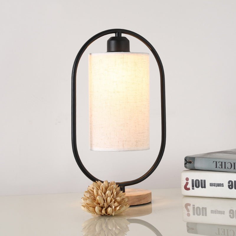 Nordic Metal Bedside Lamp, Dimmable with Linen Shade for Bedroom Decor
