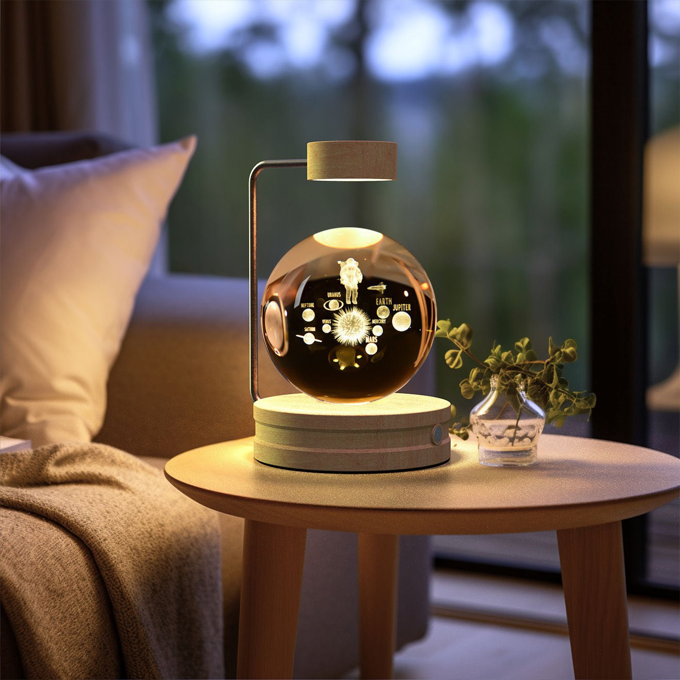 3D Crystal Ball Night Light, Magnetic Floating LED Lamp with Touch Switch