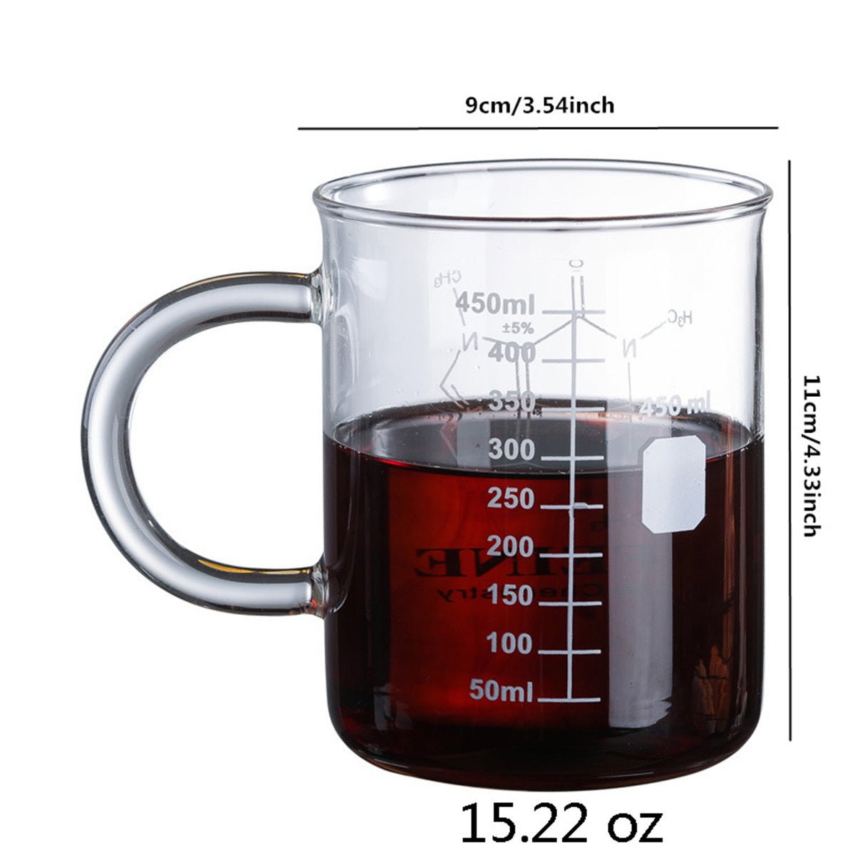 High Borosilicate Glass Coffee Cup – 1PC Clear Mug with Scale Marking