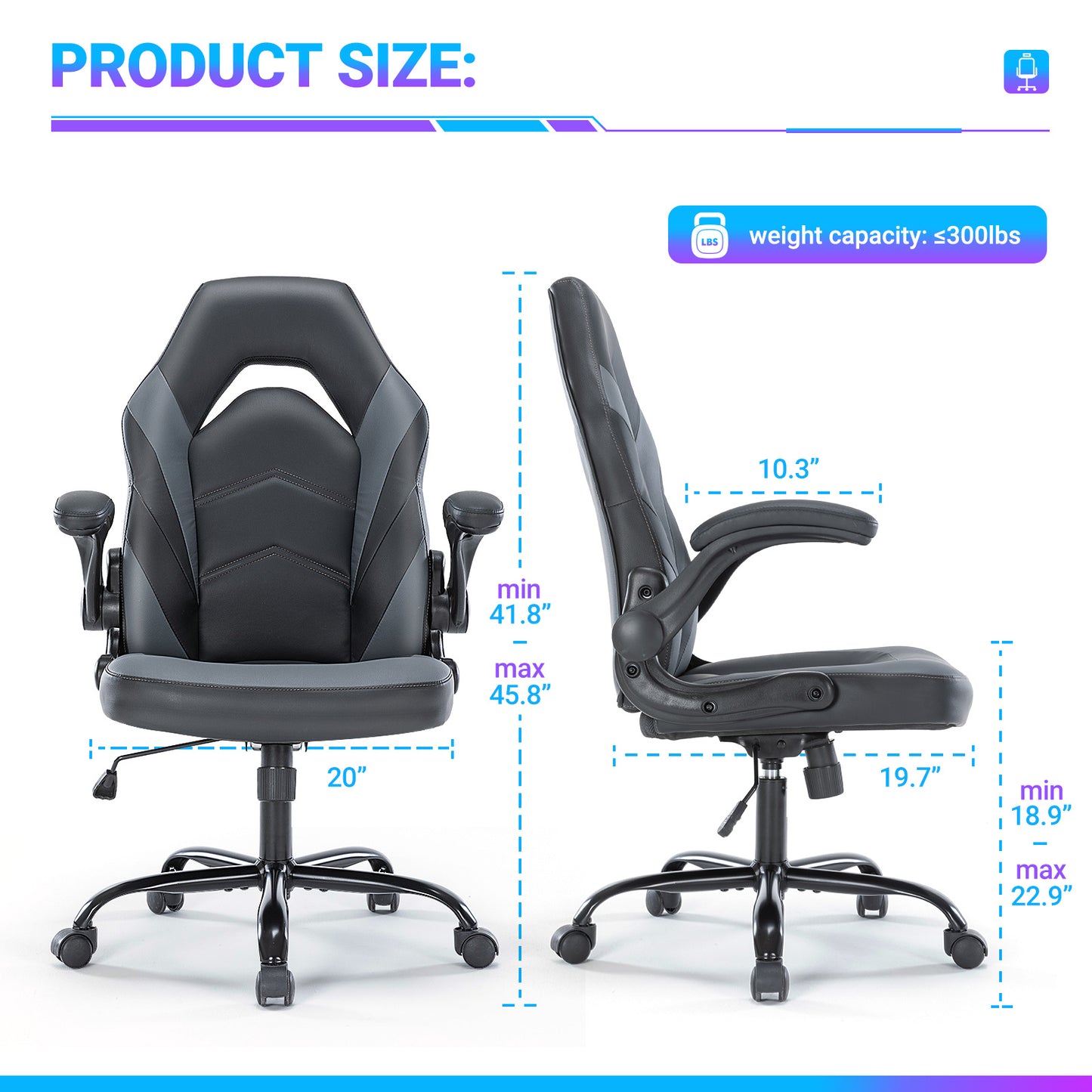 PU Leather Ergonomic Office Chair Swivel Computer Gaming Chair With Lumbar Support - DonoHome