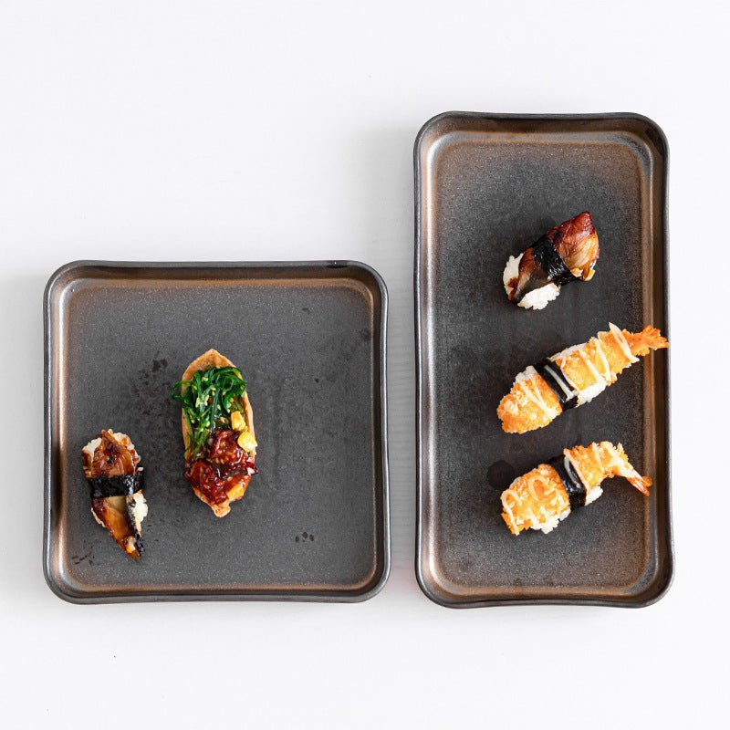 Rustic Stoneware Sushi & Sashimi Serving Plate – Japanese Style Tray