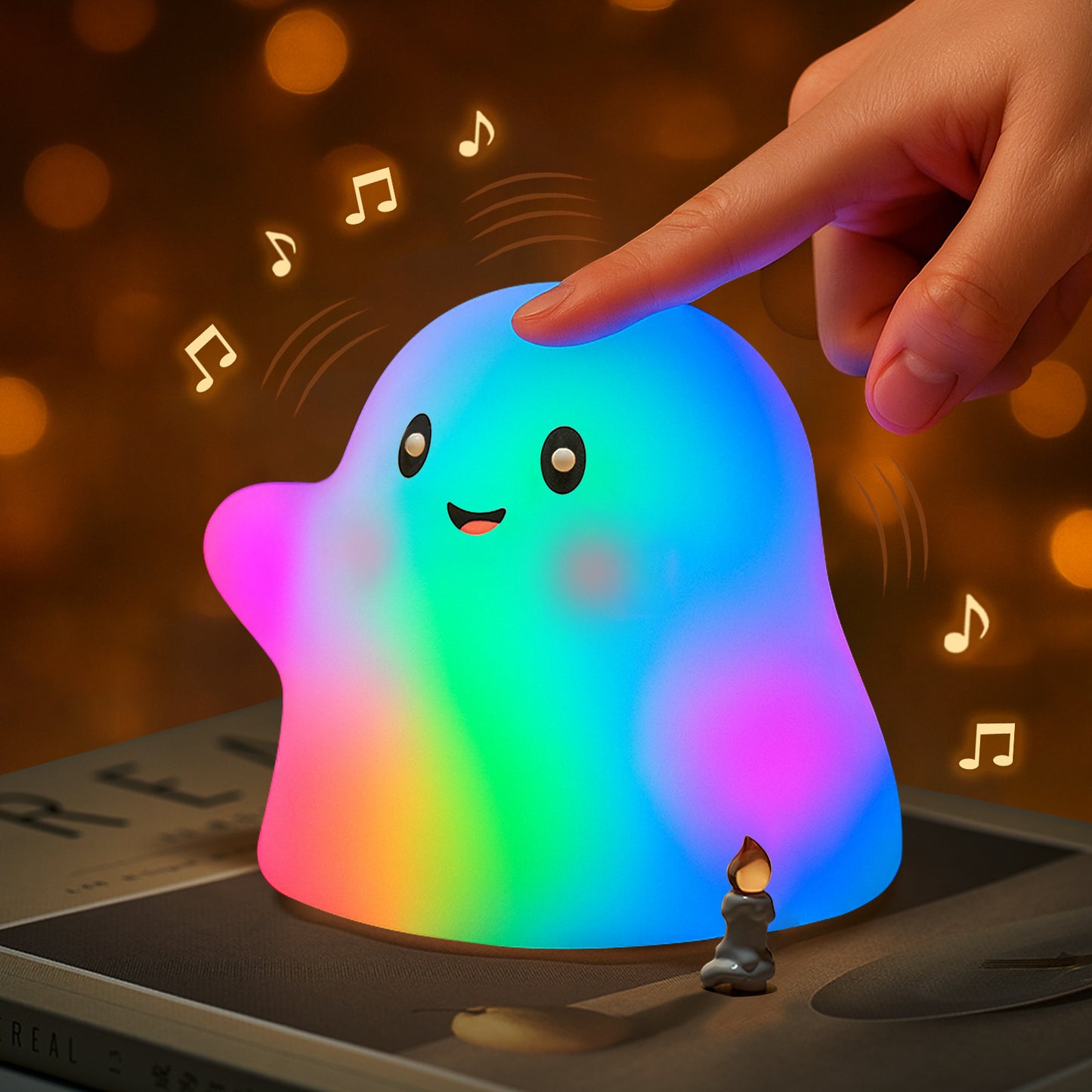 Cute Silicone Ghost Night Light, Kids Pat-Controlled Bedside Lamp for Bedroom & Nursery Decoration
