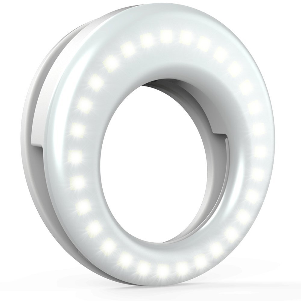 USB Rechargeable LED Selfie Ring Light for Phones & Cameras, Dimmable