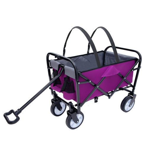 Collapsible Foldable Wagon Cart with Straps – Heavy Duty Utility Wagon for Camping, Gardening, Shopping & Sports (225 lbs Capacity)
